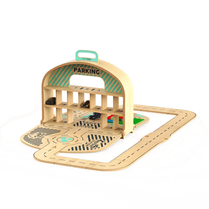 Carry Park Ahşap Otopark Seti - Eğitici Oyuncak Ahşap Garaj